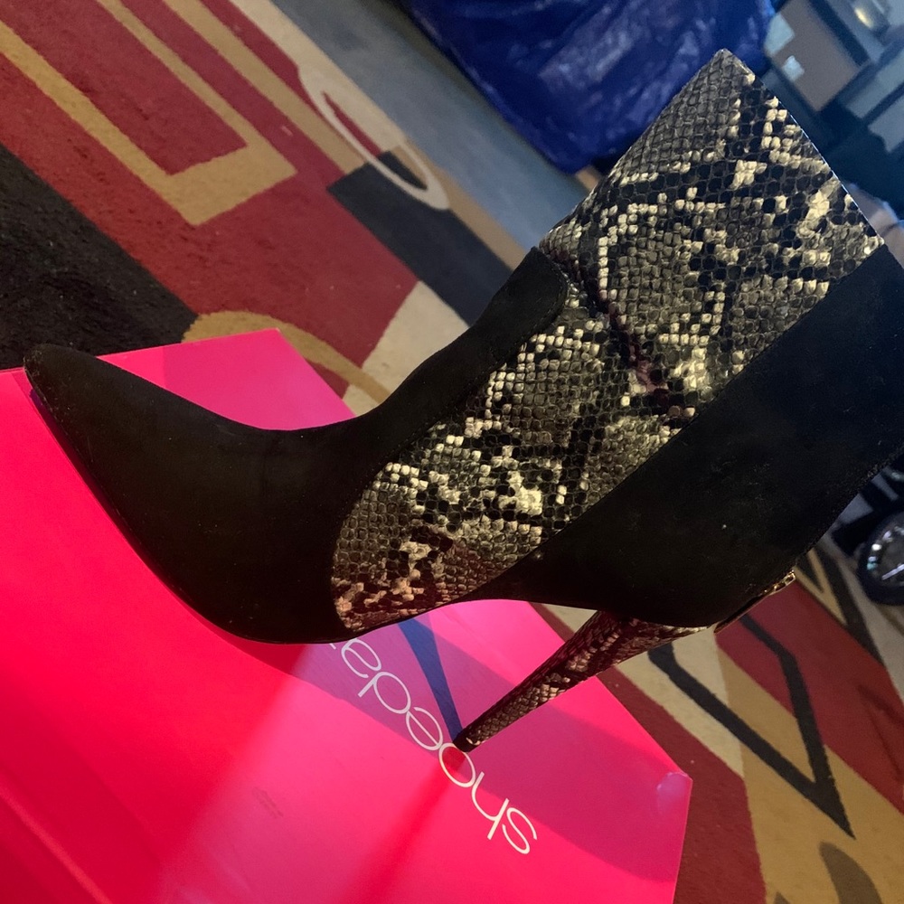 Black/White Snakeskin Booties